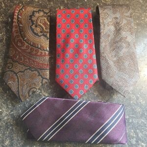 JOS A BANK Executive 100% Silk Tie Men's Lot of 4 Neckties Yellow Orange Pink